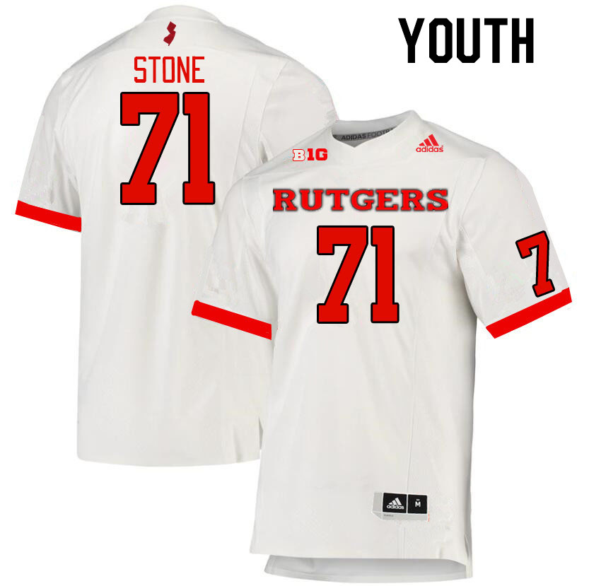 Youth #71 John Stone Rutgers Scarlet Knights College Football Jerseys Stitched Sale-White